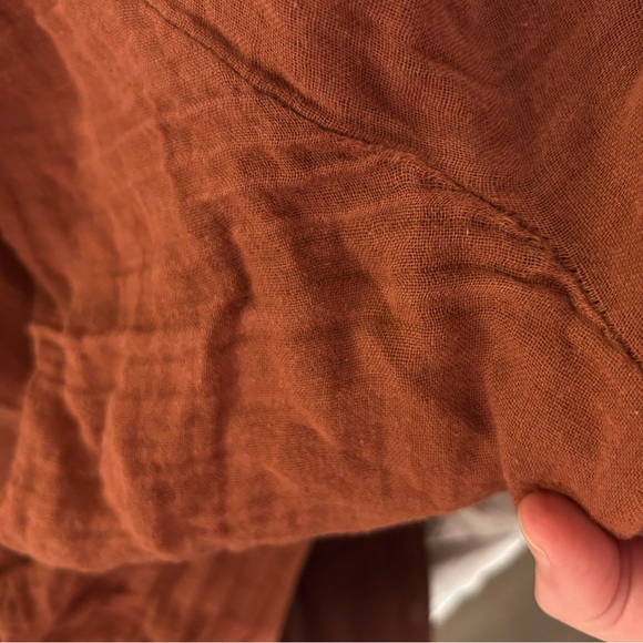 Anthropologie Kallie Flowy Maxi Dress Brown Crinkled Cotton Gauze Empire Waist - Picture 8 of 16